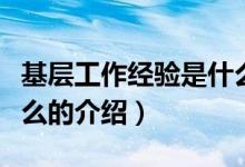 基層工作經(jīng)驗是什么（關(guān)于基層工作經(jīng)驗是什么的介紹）