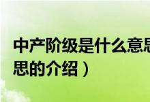 中產(chǎn)階級(jí)是什么意思（關(guān)于中產(chǎn)階級(jí)是什么意思的介紹）