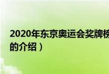 2020年東京奧運(yùn)會獎牌榜（關(guān)于2020年東京奧運(yùn)會獎牌榜的介紹）