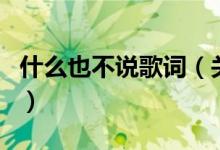 什么也不說歌詞（關(guān)于什么也不說歌詞的介紹）