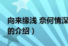 向來緣淺 奈何情深（關(guān)于向來緣淺 奈何情深的介紹）