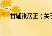 首輔張居正（關(guān)于首輔張居正的介紹）