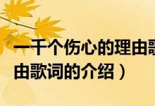 一千個傷心的理由歌詞（關(guān)于一千個傷心的理由歌詞的介紹）