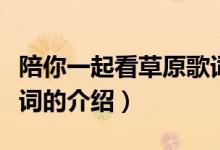 陪你一起看草原歌詞（關于陪你一起看草原歌詞的介紹）