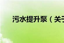 污水提升泵（關(guān)于污水提升泵的介紹）