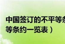 中國簽訂的不平等條約影響（中國簽訂的不平等條約一覽表）