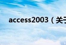 access2003（關(guān)于access2003的介紹）