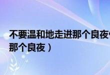 不要溫和地走進那個良夜什么意思（什么是不要溫和地走進那個良夜）