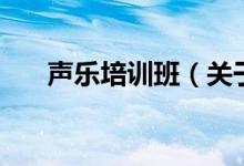 聲樂培訓(xùn)班（關(guān)于聲樂培訓(xùn)班的介紹）