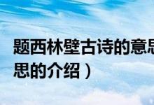 題西林壁古詩(shī)的意思（關(guān)于題西林壁古詩(shī)的意思的介紹）