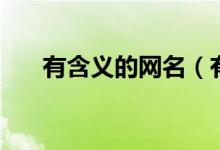 有含義的網(wǎng)名（有含義的網(wǎng)名有什么）