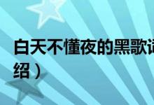白天不懂夜的黑歌詞（白天不懂夜的黑歌詞介紹）