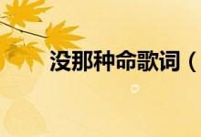 沒那種命歌詞（沒那種命完整歌詞）