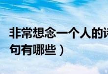 非常想念一個人的詩句（非常想念一個人的詩句有哪些）