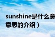 sunshine是什么意思（關(guān)于sunshine是什么意思的介紹）