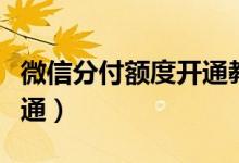 微信分付額度開通教程（微信分付額度如何開通）