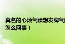 莫名的心煩氣躁想發(fā)脾氣的原因（莫名的心煩氣躁想發(fā)脾氣怎么回事）