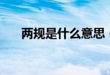 兩規(guī)是什么意思（兩規(guī)的意思是什么）