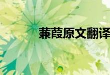 蒹葭原文翻譯朗誦（蒹葭原文）