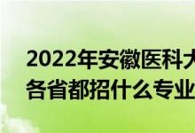 2022年安徽醫(yī)科大學(xué)招生計劃及招生人數(shù)（各省都招什么專業(yè)）