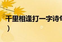 千里相逢打一字詩(shī)句（千里相逢打一字是什么）
