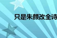 只是朱顏改全詩(shī)解讀（只是朱顏改）