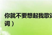 你就不要想起我歌詞(歌曲你就不要想起我歌詞)