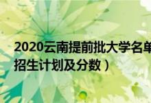 2020云南提前批大學名單（2022年全國提前批大學在云南招生計劃及分數）