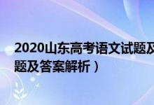 2020山東高考語文試題及答案解析（2020山東高考語文試題及答案解析）
