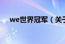 we世界冠軍（關(guān)于we世界冠軍的介紹）