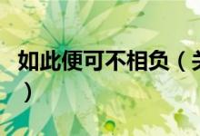 如此便可不相負(fù)（關(guān)于如此便可不相負(fù)的介紹）