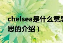 chelsea是什么意思（關(guān)于chelsea是什么意思的介紹）