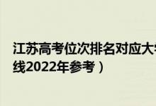 江蘇高考位次排名對應大學有哪些（位次對應大學最低分數(shù)線2022年參考）
