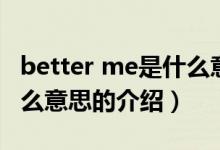 better me是什么意思（關(guān)于better me是什么意思的介紹）
