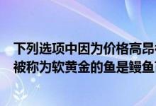 下列選項中因為價格高昂被稱為軟黃金的魚類是（價格高昂被稱為軟黃金的魚是鰻魚苗）