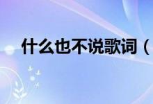 什么也不說歌詞（歌曲什么也不說歌詞）