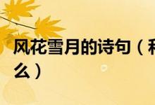 風(fēng)花雪月的詩句（和風(fēng)花雪月有關(guān)的詩句有什么）