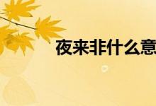夜來(lái)非什么意思（夜來(lái)非介紹）