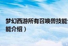 夢(mèng)幻西游所有召喚獸技能介紹（關(guān)于夢(mèng)幻西游所有召喚獸技能介紹）