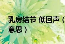乳房結(jié)節(jié) 低回聲（乳房有低回聲結(jié)節(jié)是什么意思）