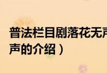 普法欄目劇落花無聲（關(guān)于普法欄目劇落花無聲的介紹）