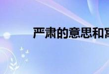 嚴(yán)肅的意思和寓意（嚴(yán)肅的意思）