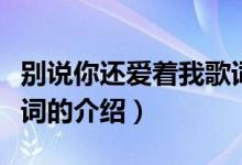 別說你還愛著我歌詞（關(guān)于別說你還愛著我歌詞的介紹）