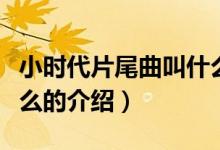 小時代片尾曲叫什么（關(guān)于小時代片尾曲叫什么的介紹）
