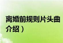 離婚前規(guī)則片頭曲（關(guān)于離婚前規(guī)則片頭曲的介紹）