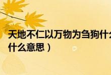 天地不仁以萬物為芻狗什么意思啊（天地不仁 以萬物為芻狗什么意思）