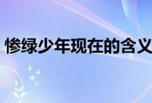 慘綠少年現(xiàn)在的含義（慘綠少年現(xiàn)在通常指）
