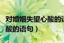 對婚姻失望心酸的語句文言文（對婚姻失望心酸的語句）