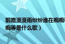 前路漫漫雨紛紛誰在癡癡等的歌名（前路漫漫雨紛紛誰在癡癡等是什么歌）