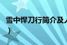 雪中悍刀行簡介及人物介紹（雪中悍刀行簡介）